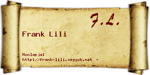 Frank Lili névjegykártya